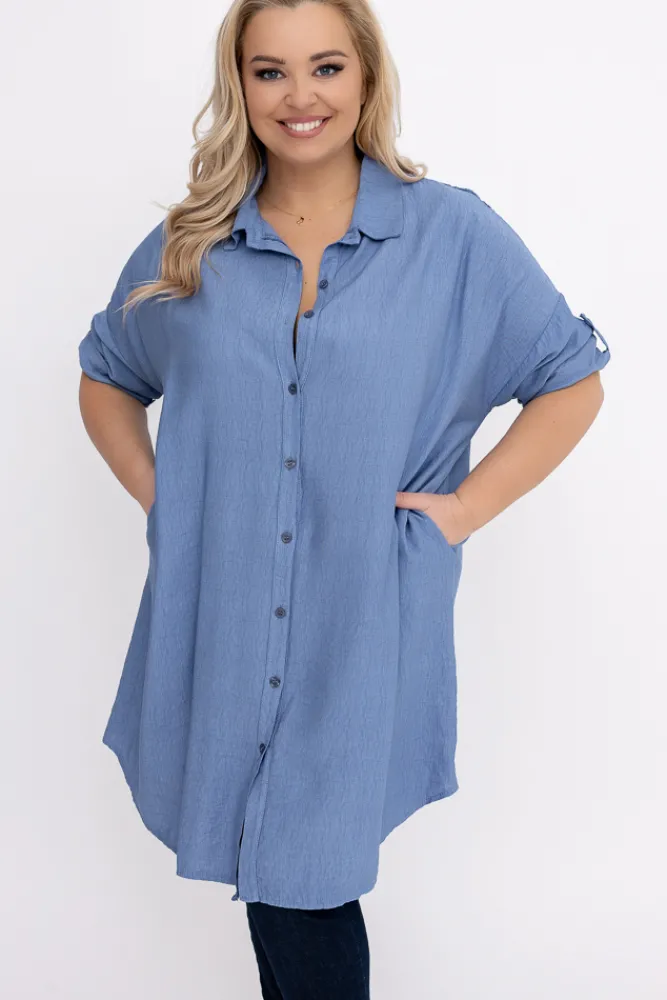 Damskie Włoski Jeansowoniebieska Koszula BARIEN