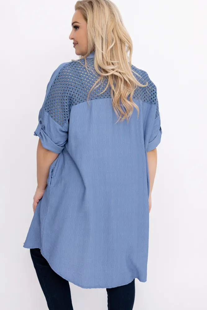 Damskie Włoski Jeansowoniebieska Koszula BARIEN