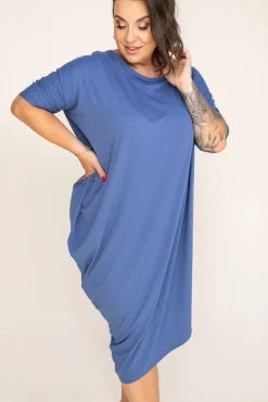 Polski Jeansowoniebieska Sukienka CASUAL FASHION