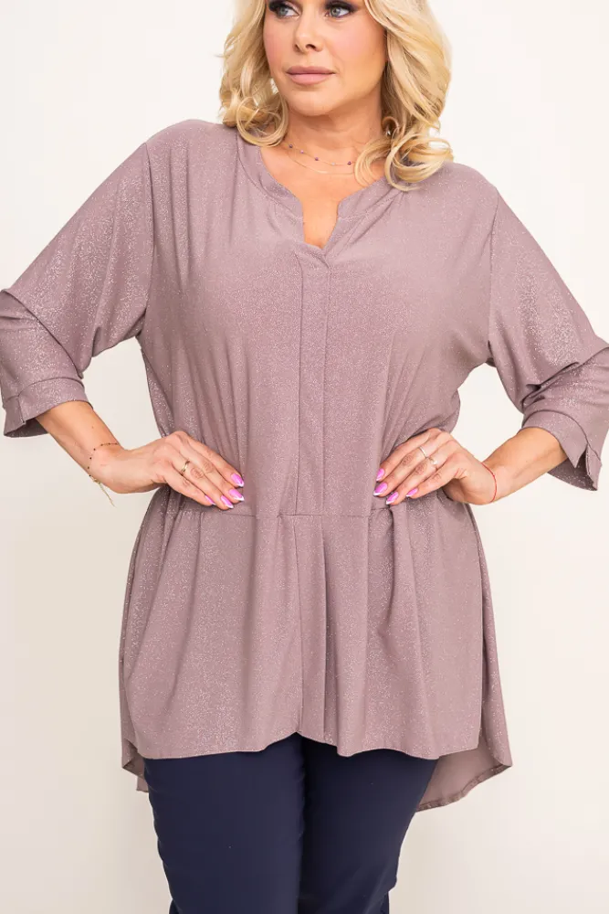 Damskie Polski Kakaowa Bluzka brokatowa VERONI