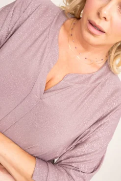 Damskie Polski Kakaowa Bluzka brokatowa VERONI