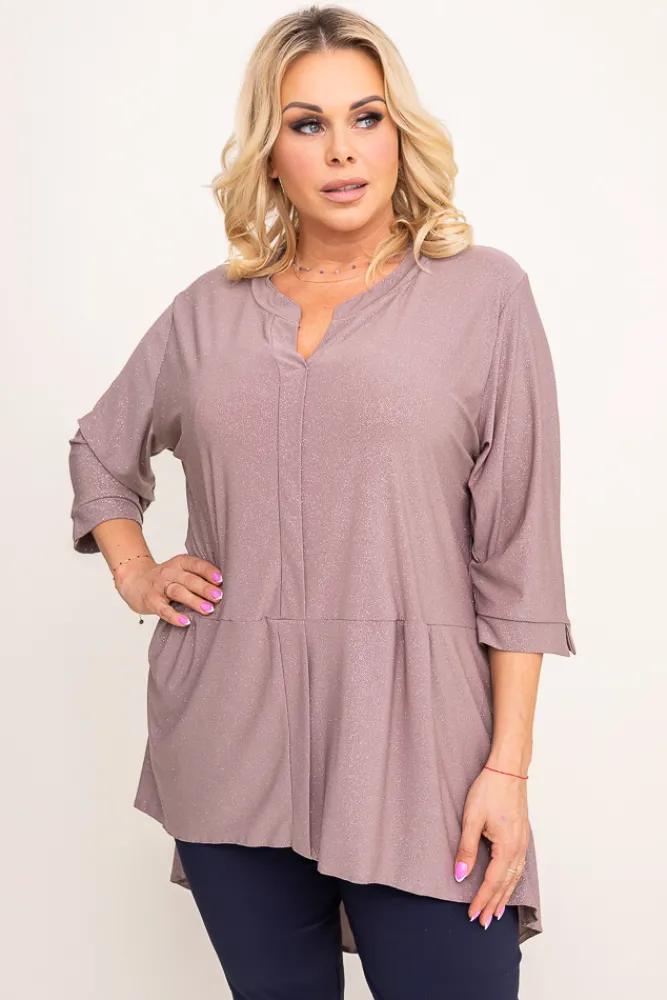 Damskie Polski Kakaowa Bluzka brokatowa VERONI