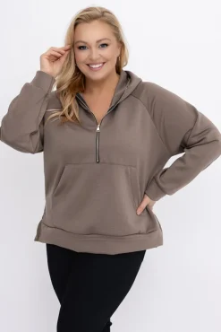 Damskie Włoski Kawowa Bluza z kapturem DERVIN