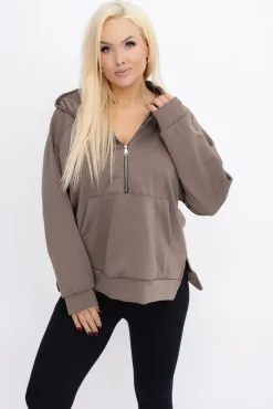 Damskie Włoski Kawowa Bluza z kapturem DERVIN
