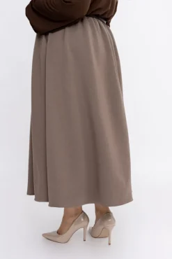 Włoski Kawowa plisowana Spódnica z paskiem TOLIA