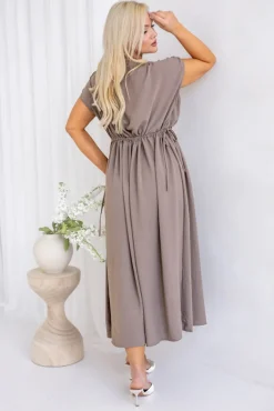 Włoski Kawowa Sukienka LASTIA