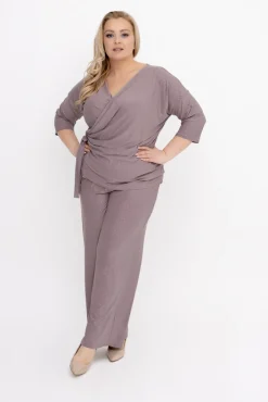 Damskie Polski Kawowy Komplet brokatowy ROMA