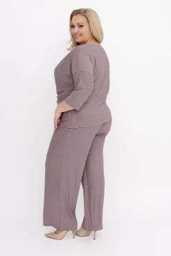 Damskie Polski Kawowy Komplet brokatowy ROMA