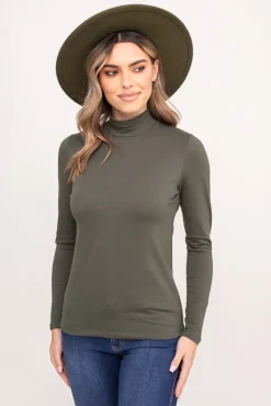 Damskie Polski Khaki Bluzka z półgolfem KERZI