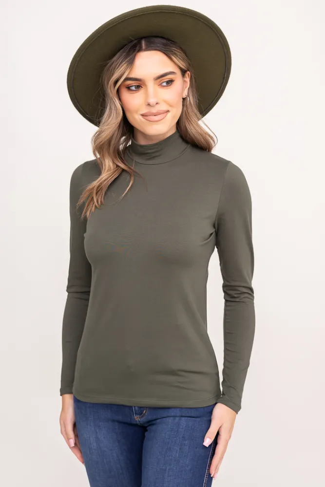 Damskie Polski Khaki Bluzka z półgolfem KERZI