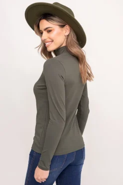 Damskie Polski Khaki Bluzka z półgolfem KERZI