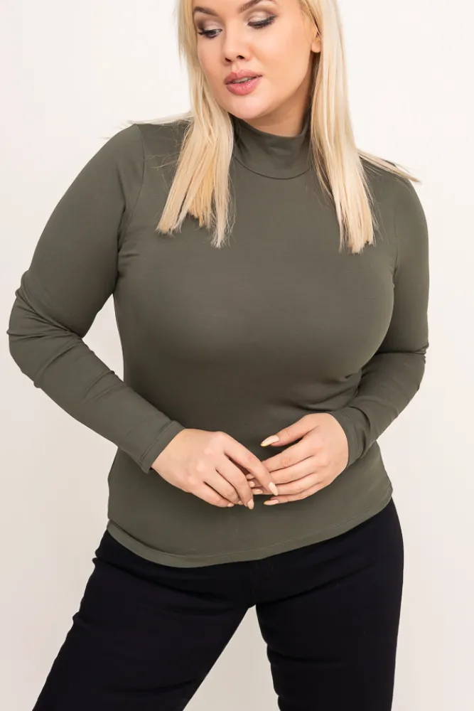 Damskie Polski Khaki Bluzka z półgolfem KERZI