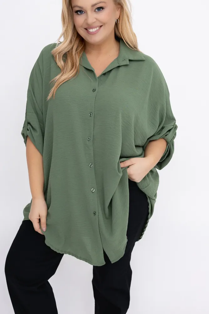 Damskie Włoski Khaki Koszula VISCO