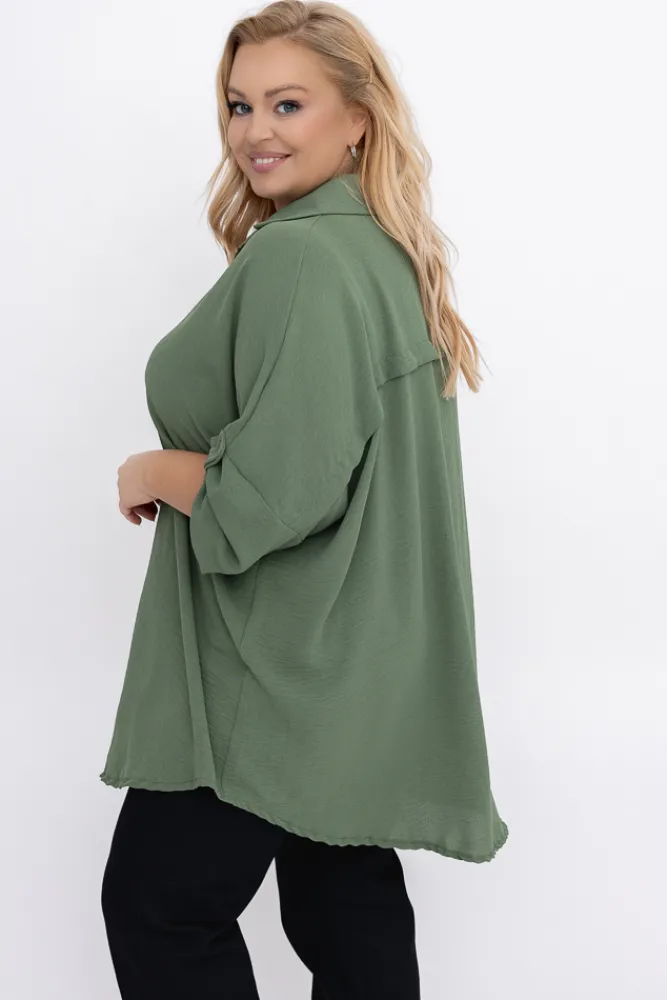 Damskie Włoski Khaki Koszula VISCO