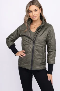 Damskie Polski Khaki Kurtka pikowana ocieplana ROBENO