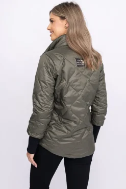 Damskie Polski Khaki Kurtka pikowana ocieplana ROBENO