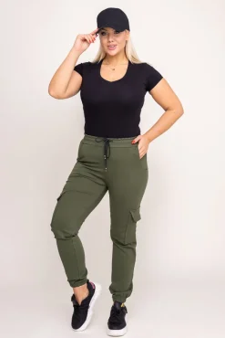 Damskie Włoski Khaki Spodnie bojówki LENVI