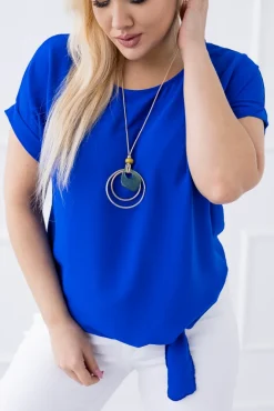 Damskie Włoski Kobaltowa Bluzka z wisiorkiem FAIRY
