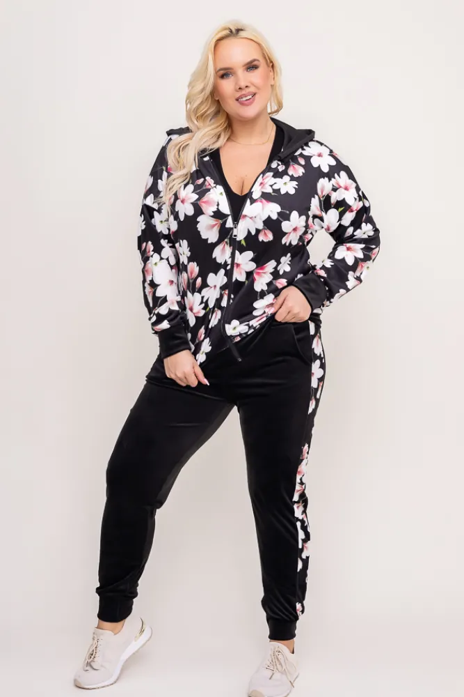 Damskie Włoski Komplet Dresowy welurowy KARMENIO Wzór 2