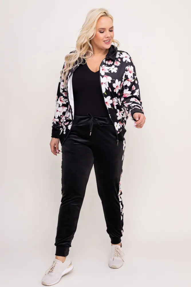 Damskie Włoski Komplet Dresowy welurowy KARMENIO Wzór 2