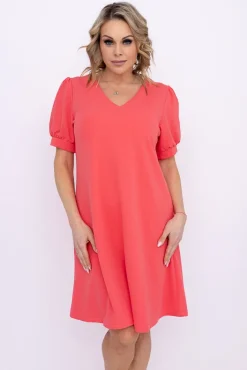 Włoski Koralowa Sukienka BERGIA