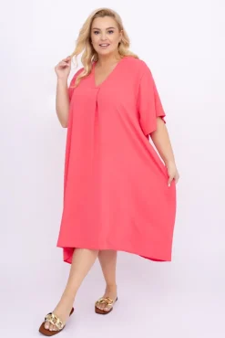 Włoski Koralowa Sukienka LUGINERO