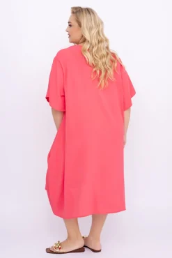 Włoski Koralowa Sukienka LUGINERO