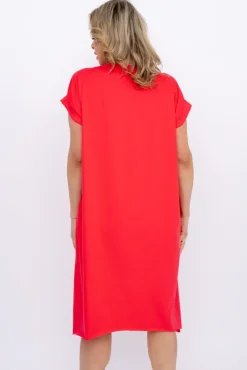 Włoski Koralowa Sukienka LUKRIZO