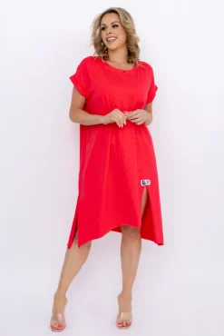 Włoski Koralowa Sukienka LUKRIZO