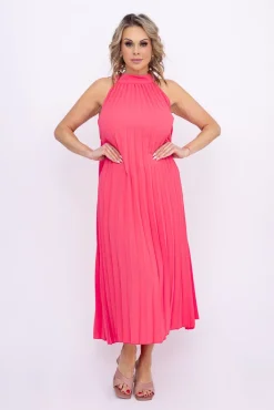 Włoski Koralowa Sukienka plisowana JAKARTA