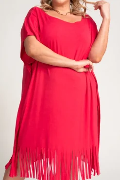 Polski Koralowa Sukienka z frędzlami RIVINO