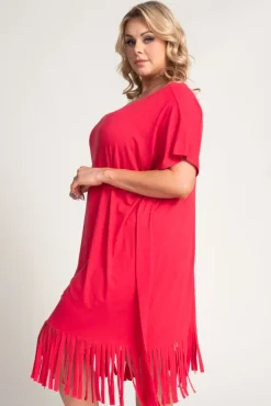 Polski Koralowa Sukienka z frędzlami RIVINO