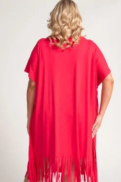 Polski Koralowa Sukienka z frędzlami RIVINO