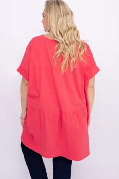 Damskie Włoski Koralowa Tunika STRIPI