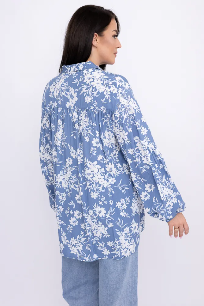 Damskie Polski Koszula z bufiastymi rękawami KAMI Wzór 8