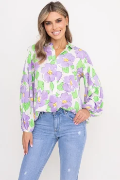 Damskie Polski Koszula z bufiastymi rękawami KAMI Wzór 7