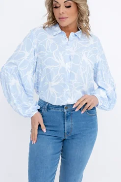 Damskie Polski Koszula z bufiastymi rękawami KAMI Wzór 14