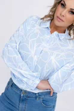 Damskie Polski Koszula z bufiastymi rękawami KAMI Wzór 14