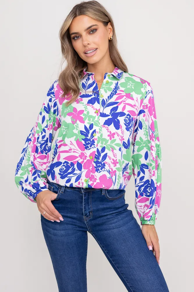 Damskie Polski Koszula z bufiastymi rękawami KAMI Wzór 5