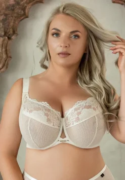 Polski Kremowy Biustonosz COTTON FLOWER Soft Full Cup