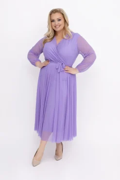 Włoski Liliowa Sukienka siateczkowa MANTARI