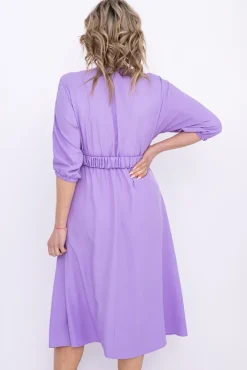 Polski Liliowa Sukienka z paskiem GESINA