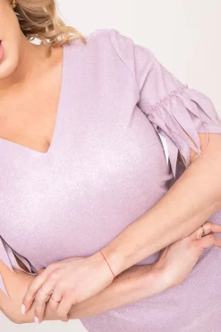 Polski Lilioworóżowa Sukienka błyszcząca INFLUENCER