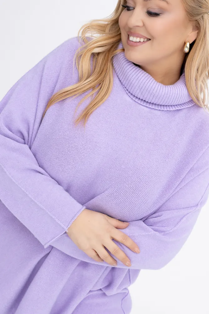 Damskie Włoski Liliowy Sweter z golfem MONTIO