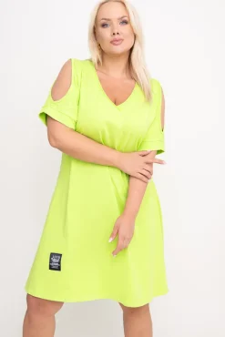 Włoski Limonkowa Sukienka dresowa PIOVE