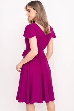 Polski Śliwkowa Sukienka brokatowa GENVELI