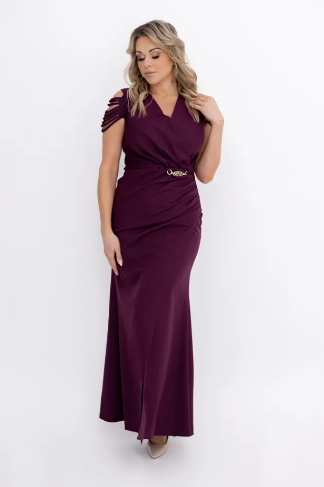 Polski Śliwkowa Sukienka z łańcuszkiem SARIA