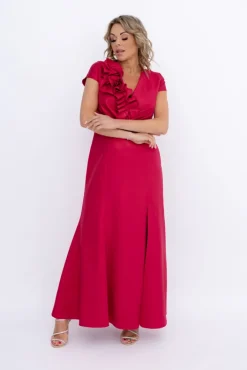 Polski Malinowa Sukienka błyszcząca ARIEL