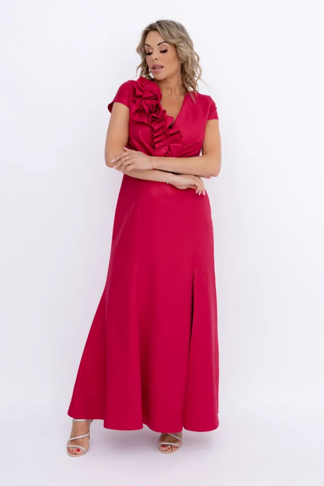 Polski Malinowa Sukienka błyszcząca ARIEL