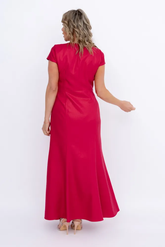 Polski Malinowa Sukienka błyszcząca ARIEL